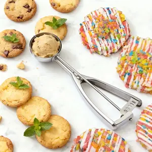 Stainless Steel Ice Cream Spoon, Cookie Scoop with Trigger Release System, Multi-Functional Kitchen Tool for Baking and Desserts, Kitchen Gadgets