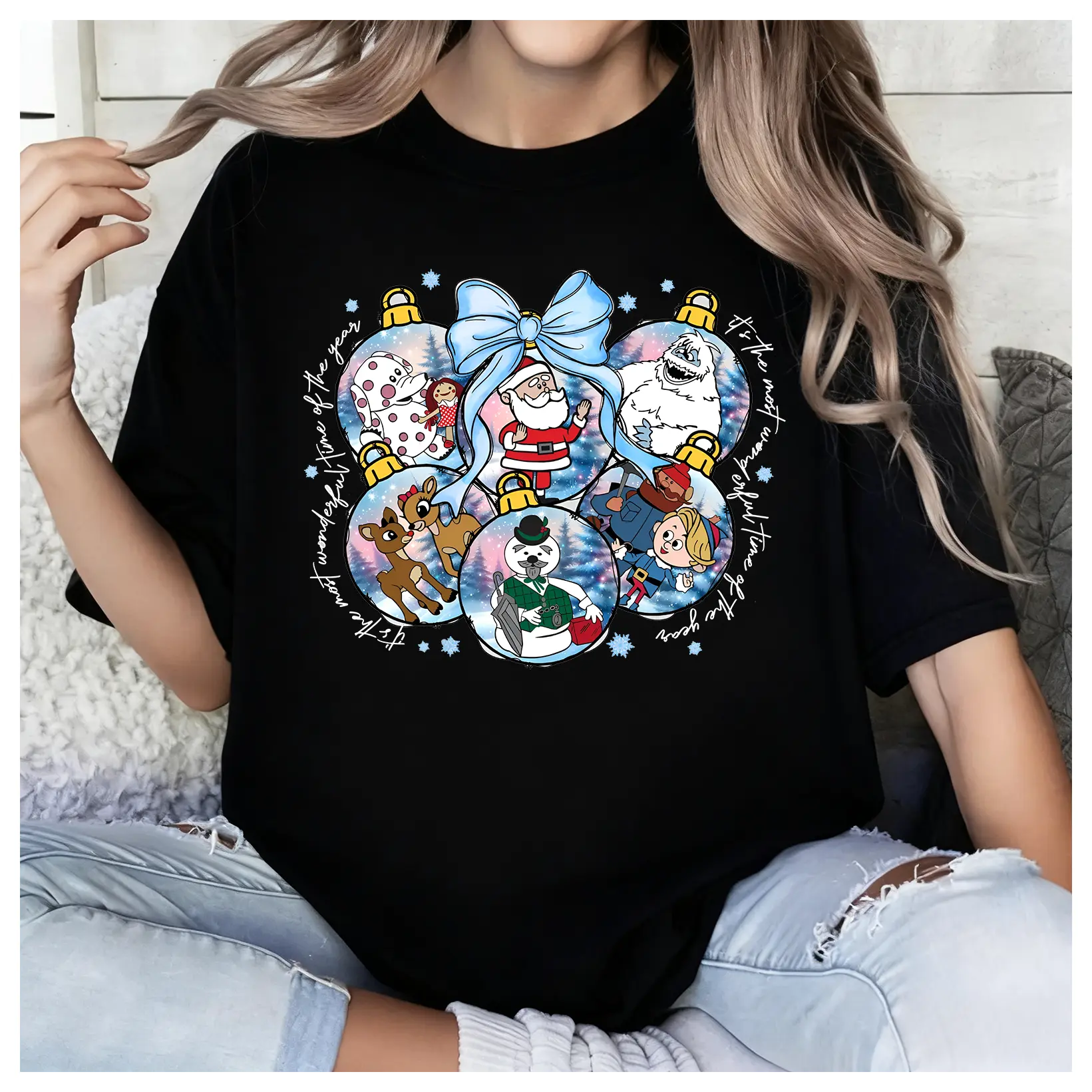 Unisex Rudolph the Red-Nosed Reindeer T-Shirt - 100% Cotton Cute Cartoon Christmas Tee for Holiday Wear