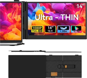 AOKER Laptop Screen Extender, 1.3lb Ultra Lightweight 14" 1080P FHD Portable Monitor for Laptop, Plug & Play Dual Travel Screen Monitor, Laptops Dual Monitors Attachment, Fits Windows/Mac/Android/Chrome