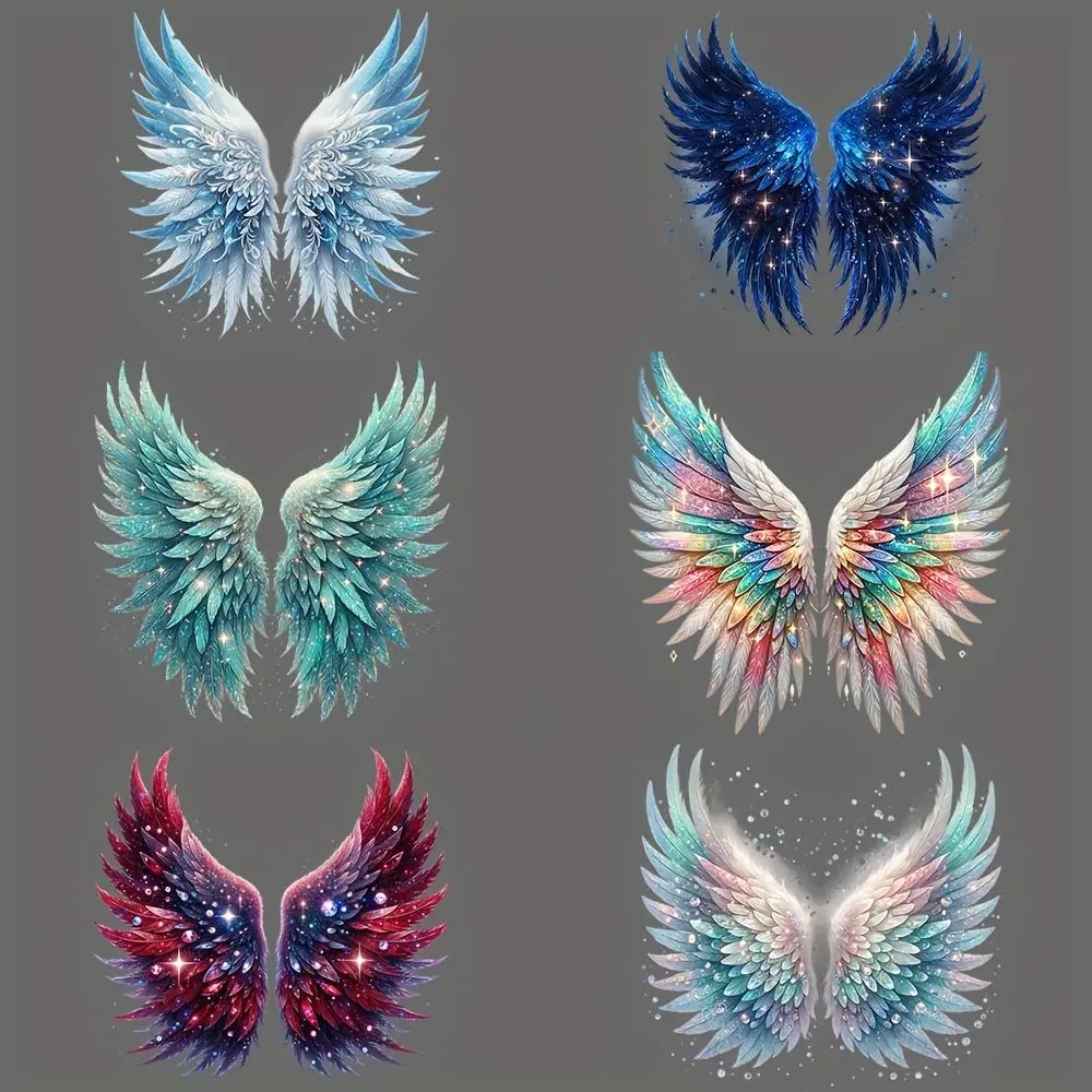 Angel Wing Pattern DIY Iron-on Transfer, 8 Counts/set Washable Heat Transfer Decals for T-shirts, Jeans & Backpacks, DIY Decorative Supplies, DIY Material