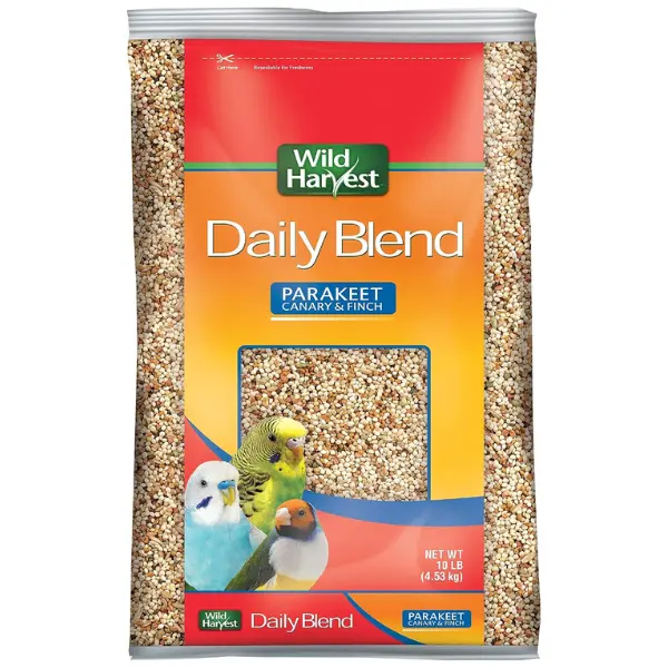 Wild Harvest Daily Blend Bird Food for Parakeets, Canaries & Finches, Seed & Grain Mix with Orange Essence, 10 lb