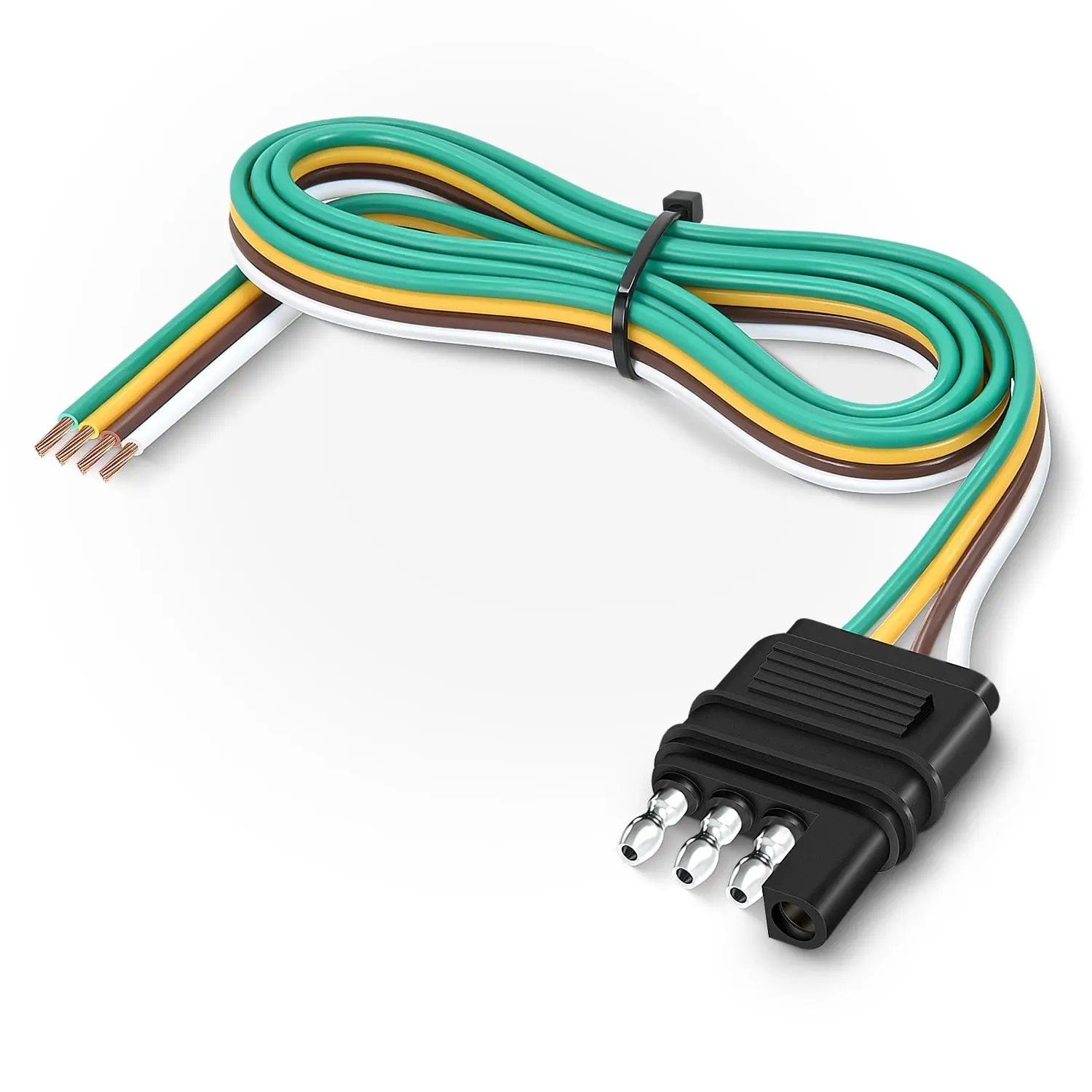 Nilight 25in 18AWG 4-Pin Trailer Wire, Pure Copper Extension Wire with Flat Connector for Turn Signals, Lighting Hookup