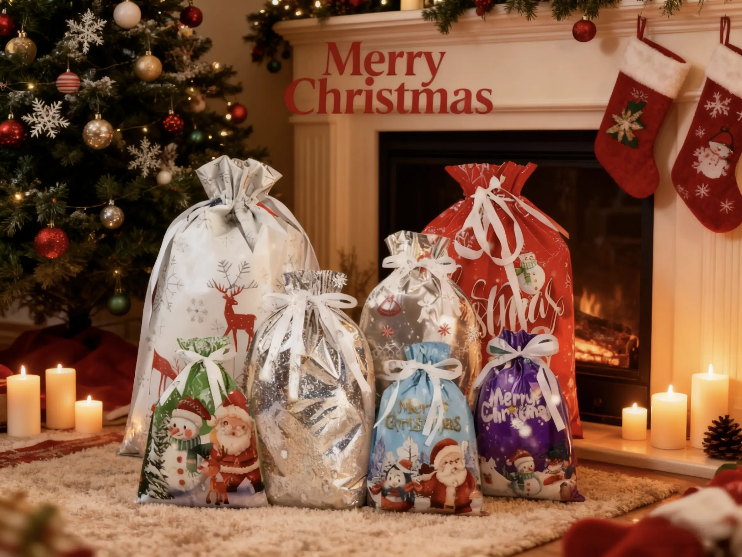 Christmas Gift Wrapping Set(7 Festive styles),Say Goodbye to Single-Style Gift Bags,Perfect forHoliday Gifts