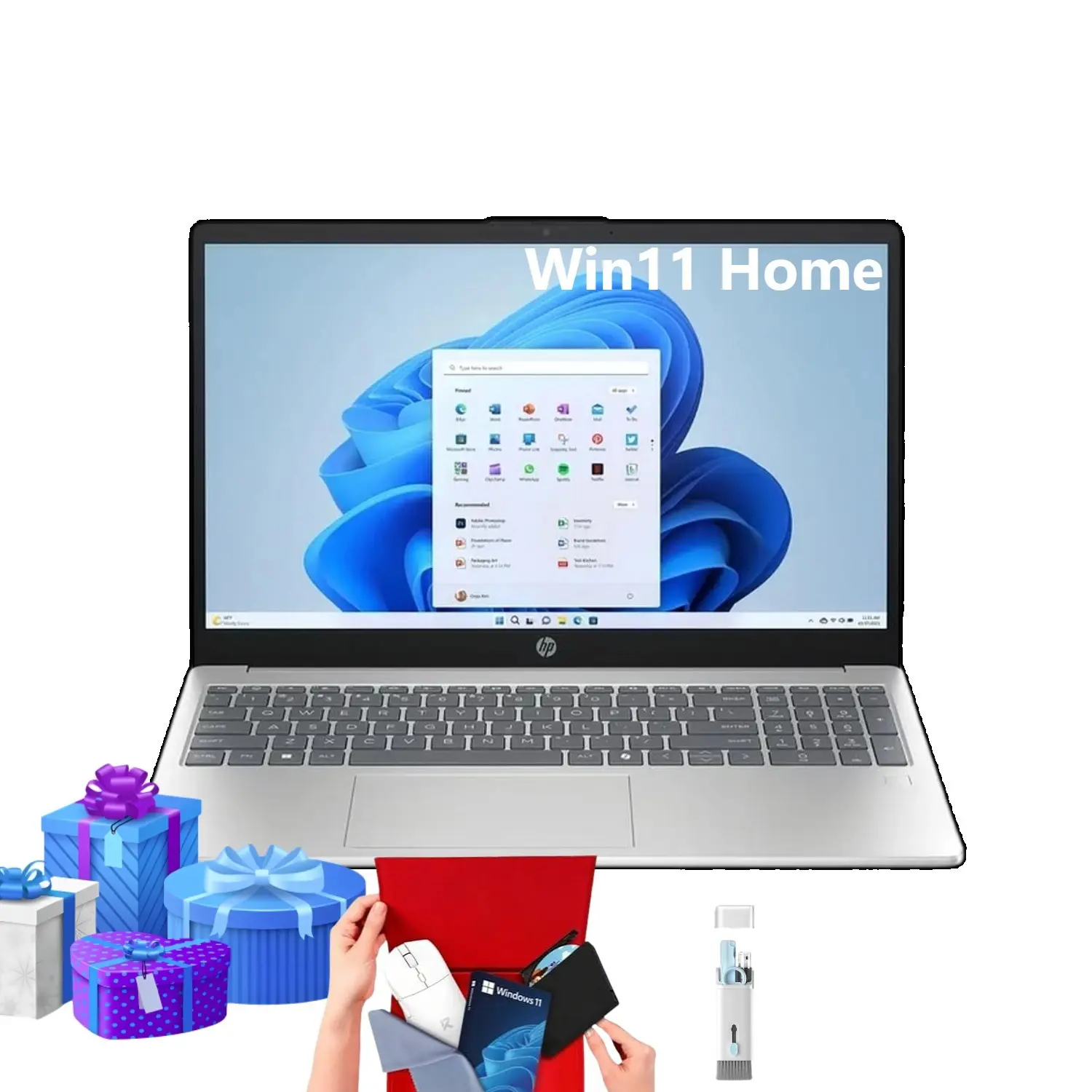 HP 2026 Lightweight Cordless Laptop, 15.6 in Screen, Intel i3-N305 Processor, Intel UHD Graphics, Up to 32GB RAM, 512GB Storage, Windows 11 Home, Silver, Batteries Included, School & Work Use, Bundled Accessories, Work & Study, Business Trips