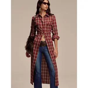Plaid Button Front Shirt Dress