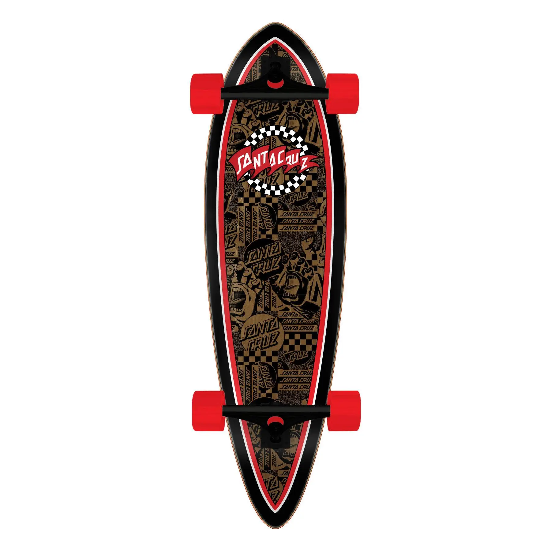 Pintail Cruising Skateboard, 9.20in 9-Ply Deck with Banner Check Gloss Graphics, 60mm Slime Wheels & Reverse Kingpin Trucks, Check Pattern, Pintail Cruiser, 9-Ply Wood, Bullet Trucks
