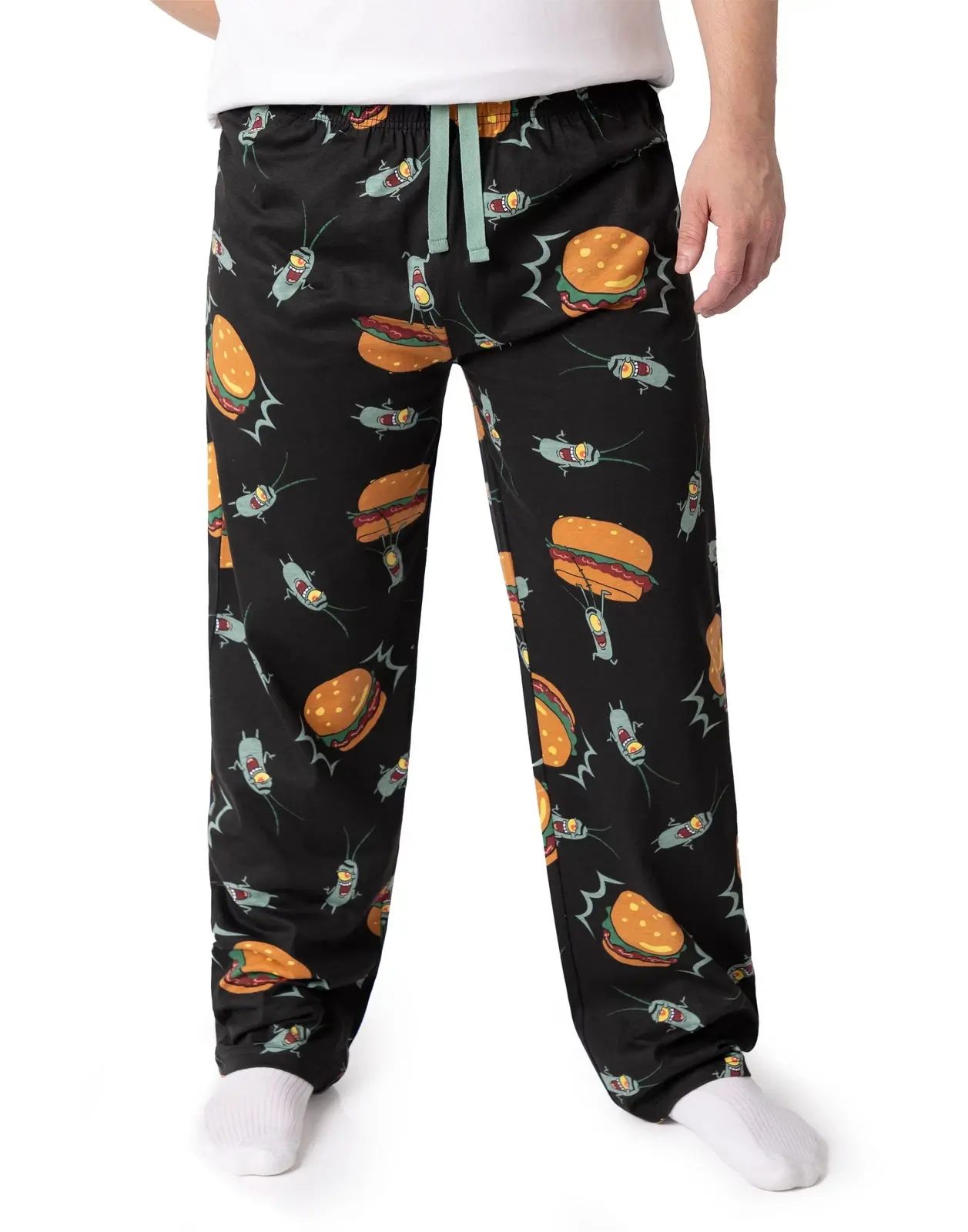 Sp0ng3B0b Inspired Lounge Pants, Cartoon Character Pajama Sleep Pants, Fun All Over Print Unisex Pajama Bottoms, Cozy Casual Homewear, Cute Sleepwear Gift