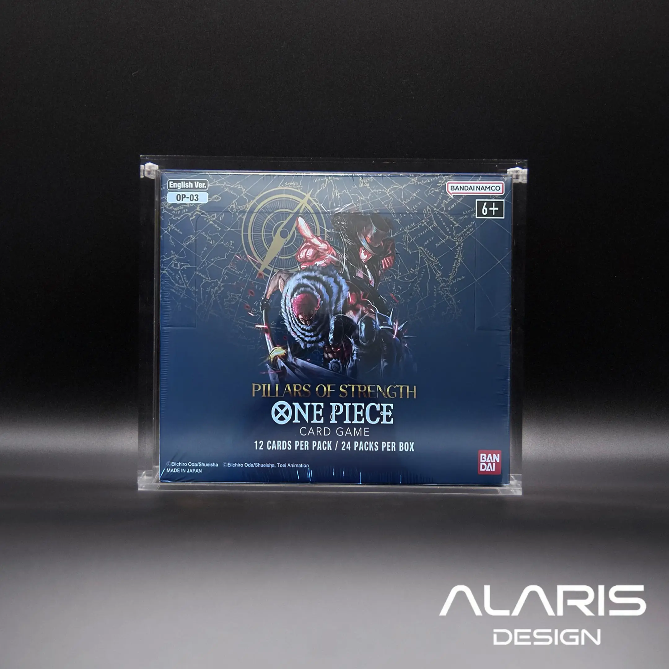 OP01 (White Bottom) & OP03 One Piece Acrylic Booster Box Case, UV Protection Trading Card Organizer with Extra-Large Magnets for Sports Card Storage