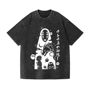 Studio Ghibli Spirited Away No Face Graphic Washed Streetwear T-Shirt