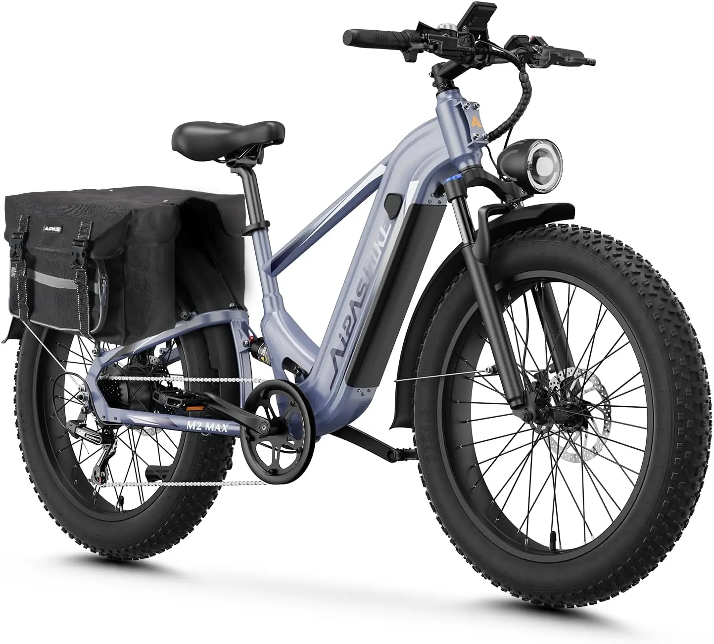 Aipas M2 Max Electric Bike for Adults, 1800W Peak Motor Electric Mountain Bike, 26" x 4.0"Fat Tire Ebike with 48V 17.5Ah Battery, Up to 85 Miles Range, Hydraulic Disc Brakes, Air Suspension, 7 Speed