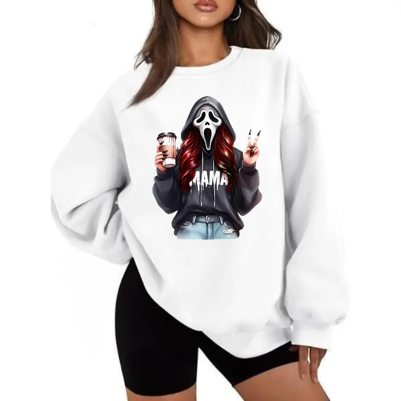 Horror Mama Ghostface Red Hair T-Shirt, Sweatshirt, Hoodie, Halloween Ghost Mom Popular Casual Shortsleeve Shirt, Ghostface Halloween Tee, Halloween Gift for Womenswear Basic