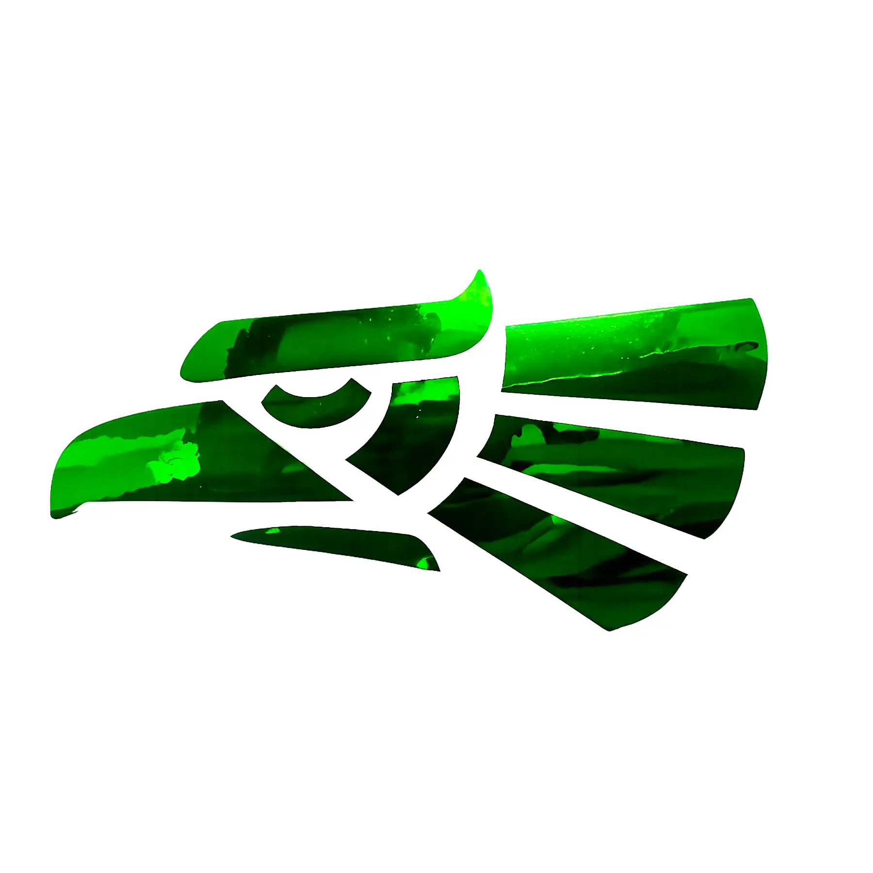 Metallic Green Mexican Eagle Head Decal Sticker 5" x 2.5" | Premium Chrome Vinyl | Waterproof Car Window Outdoor Decal