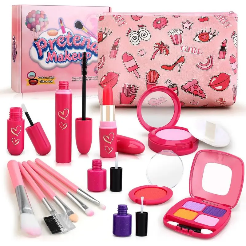Toddler Girl Toy Pretend Makeup Set - Fake Makeup Set Toy Suitable for 3-6 Year Old Children, Little Girls 3-5 Years Old Play Makeup, Toddler Makeup Set with Fake Makeup Toy Birthday Gift