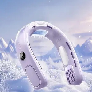 Portable Cooling Neck Hanging Fan USB Rechargeable TEC Semiconductor Cooling LED Display Silent Brushless Personal Cooler Summer Must Have