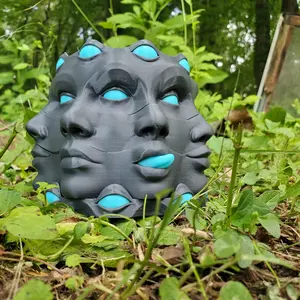3D Printed 2 Color Multi Face Psychedelic Planter with Drip Tray