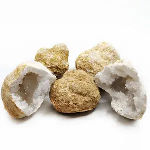 Moroccan White Quartz Geode "Crystal Potato" Specimen - Natural Crystals, Raw Sparkling Cave Stone, Semi-Finished Jewelry Accessory Derivative (Available for Live Openings), Crystal Specimen