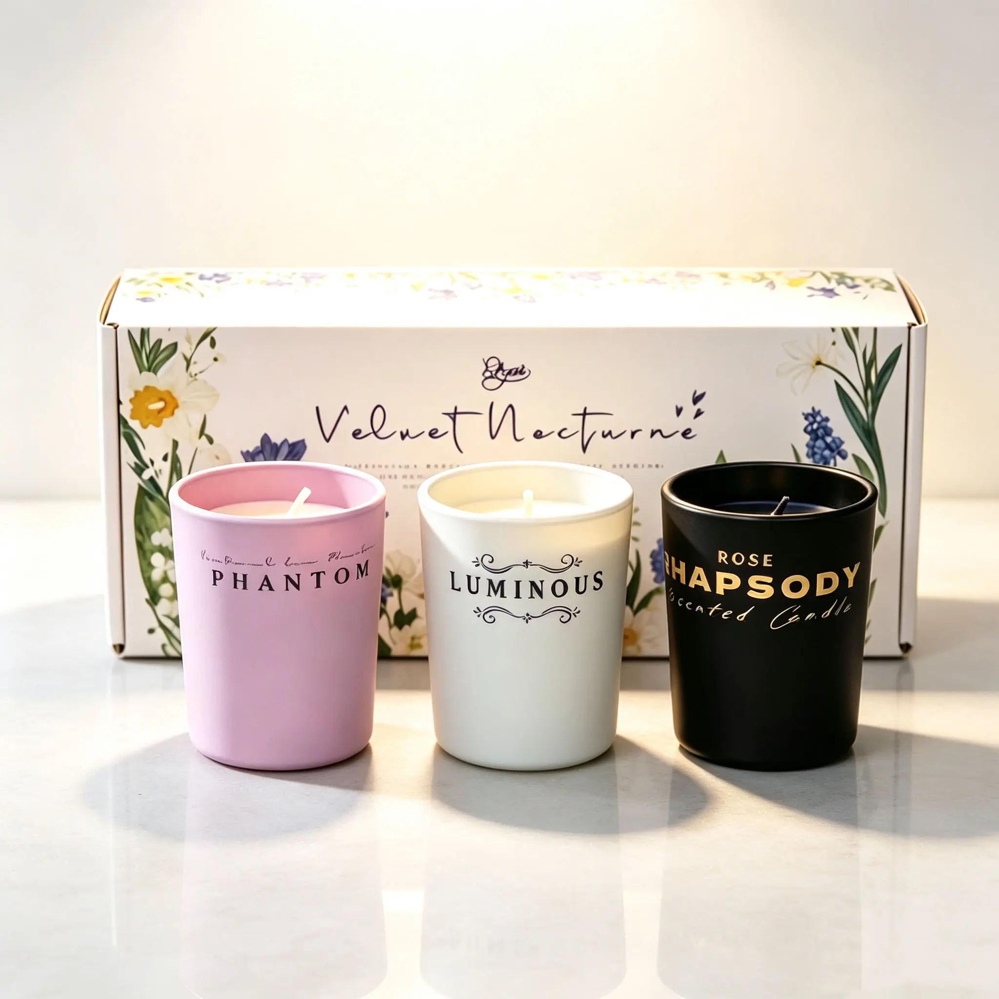 EDGAR Christmas Gift Candle Set of 3, Holiday Scented Soy Wax Candles, Winter Vanilla Pine Aromatherapy Boxed