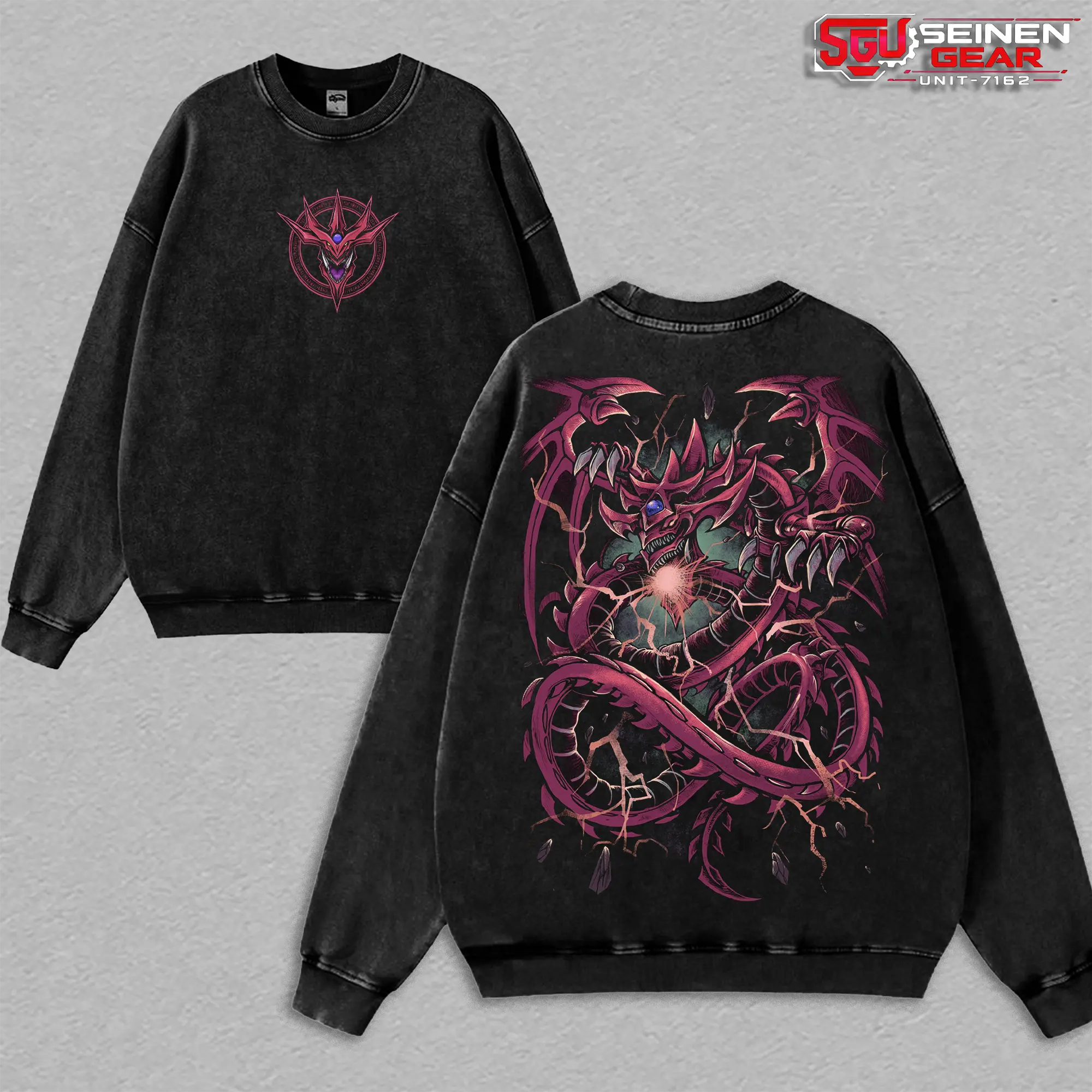 Slifer The Sky Dragon Yu-Gi-Oh Vintage Washed Oversized T-Shirt Hoodie Sweatshirt, Egyptian God Card Anime Graphic Tee, Heavyweight Cotton Streetwear Unisex Shirt, Casual Menswear Gift for Anime Fans