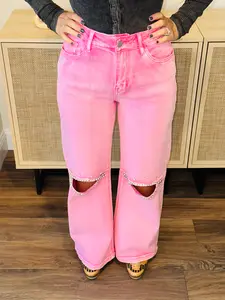 Pink Rhinestone Denim Jeans