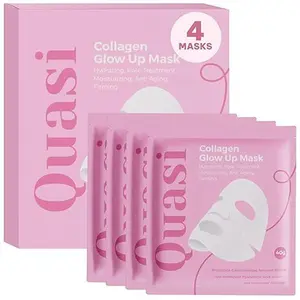 Quasi Bio-Collagen Face Mask Overnight – Hydrating Korean Sheet Mask – Niacinamide & Low Molecular Collagen – Firming & Smoothing Skincare for All Skin Types – 4 Masks