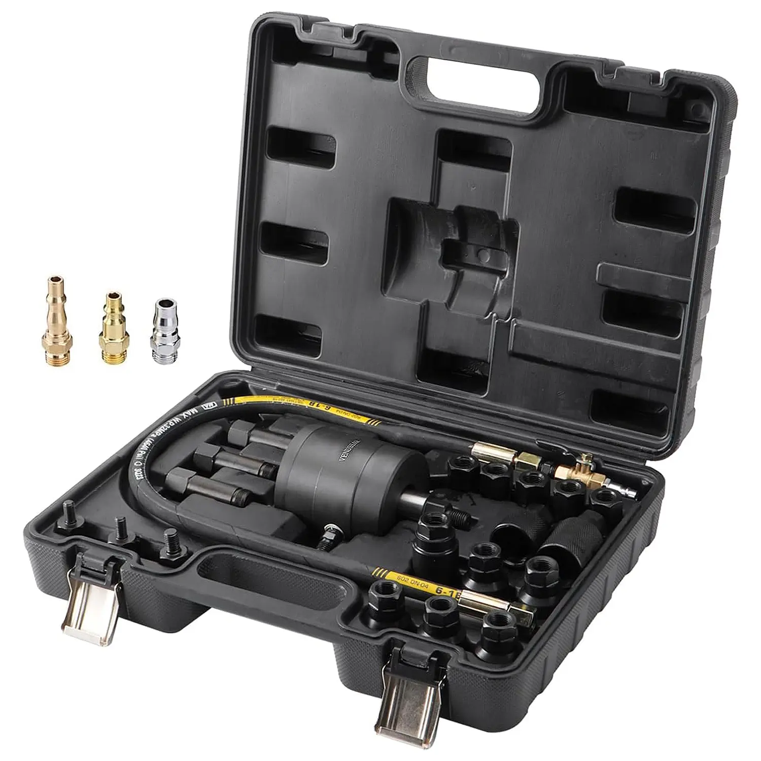 Pneumatic Injector Puller Kit for Diesel Engines 21pcs Diesel Injector Extractor Tool with Air Inlet Hose & High-Quality Chrome Vanadium Steel for Bosch Delphi Denso Siemens Injectors - Oil Wrench Set