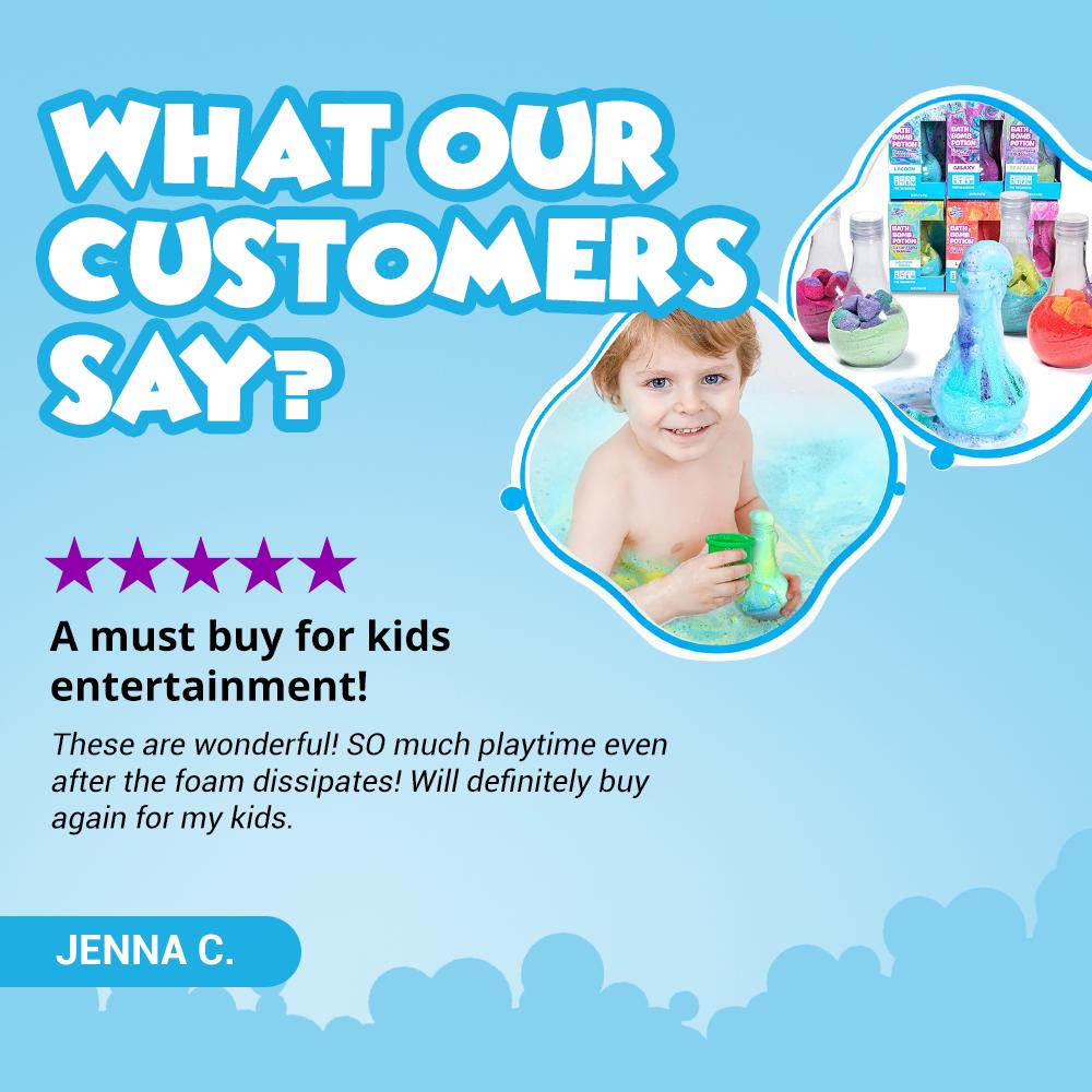 Kids Bath Bomb Potion – 6-Pack Fizzing, Foaming & Bubbling Bath Bombs for Toddlers & Kids – Colorful, Erupting Bath Toy Set for Interactive Tub Time Fun – Non-Toxic, Kid-Safe Ingredients – Sensory Play & STEM-Inspired Bath Experience