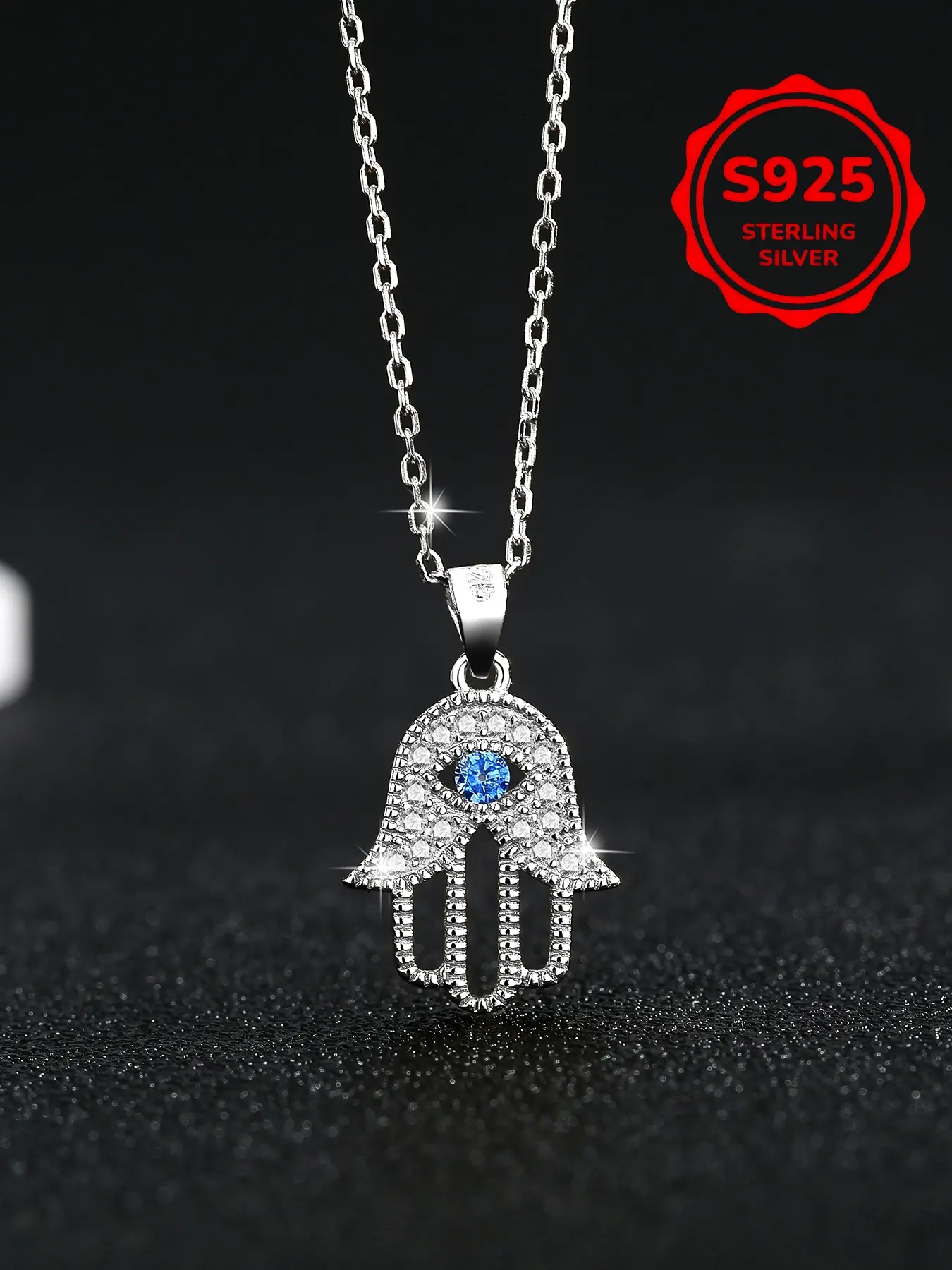 S925 Sterling Silver Evil Eye Pendant Necklace, Luxury Zircon Inlaid Clavicle Chain, Collarbone Chain, Whimsical Necklace, Decorative Necklace, Perfect Gift for Women All Seasons
