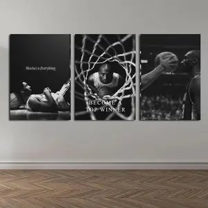 Set of 3 Kobe Bryant Motivational Poster - Inspirational Wall Art, Black & White Basketball Print, Sports Art Decor, Motivational , framed Posters,birthday gift