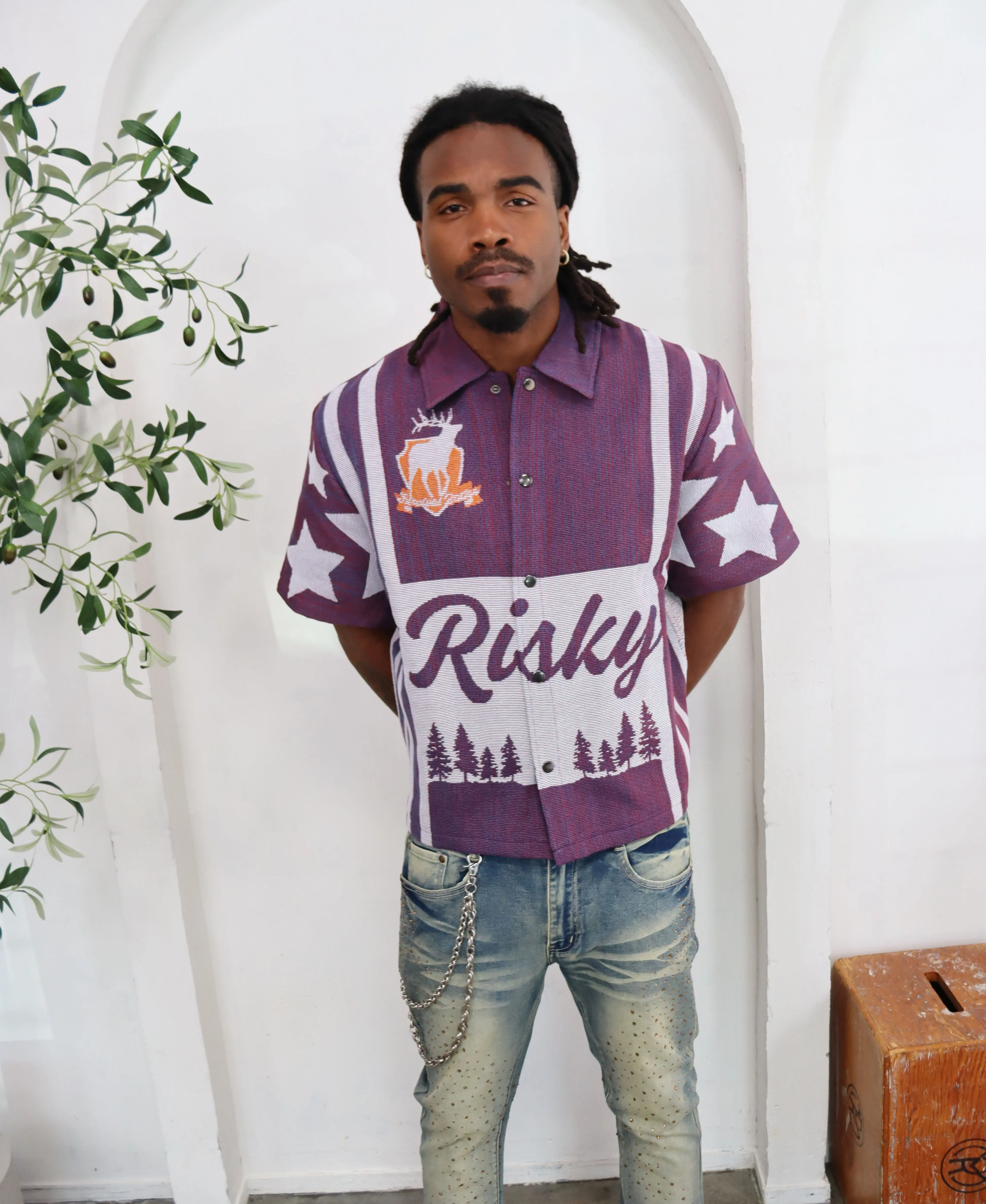 Handmade Boy Scouts of America Purple Button Up Shirt