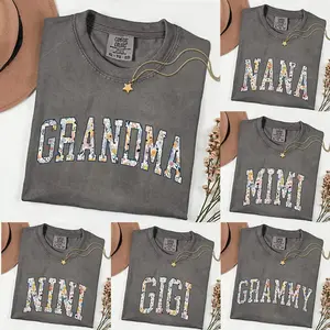 Comfort Colors Custom Grandma Pepper T-Shirt  Personalized Family Gift  Floral Mama Nana Auntie Mimi Gigi Grammy Shirt  Mother's Day Gift
