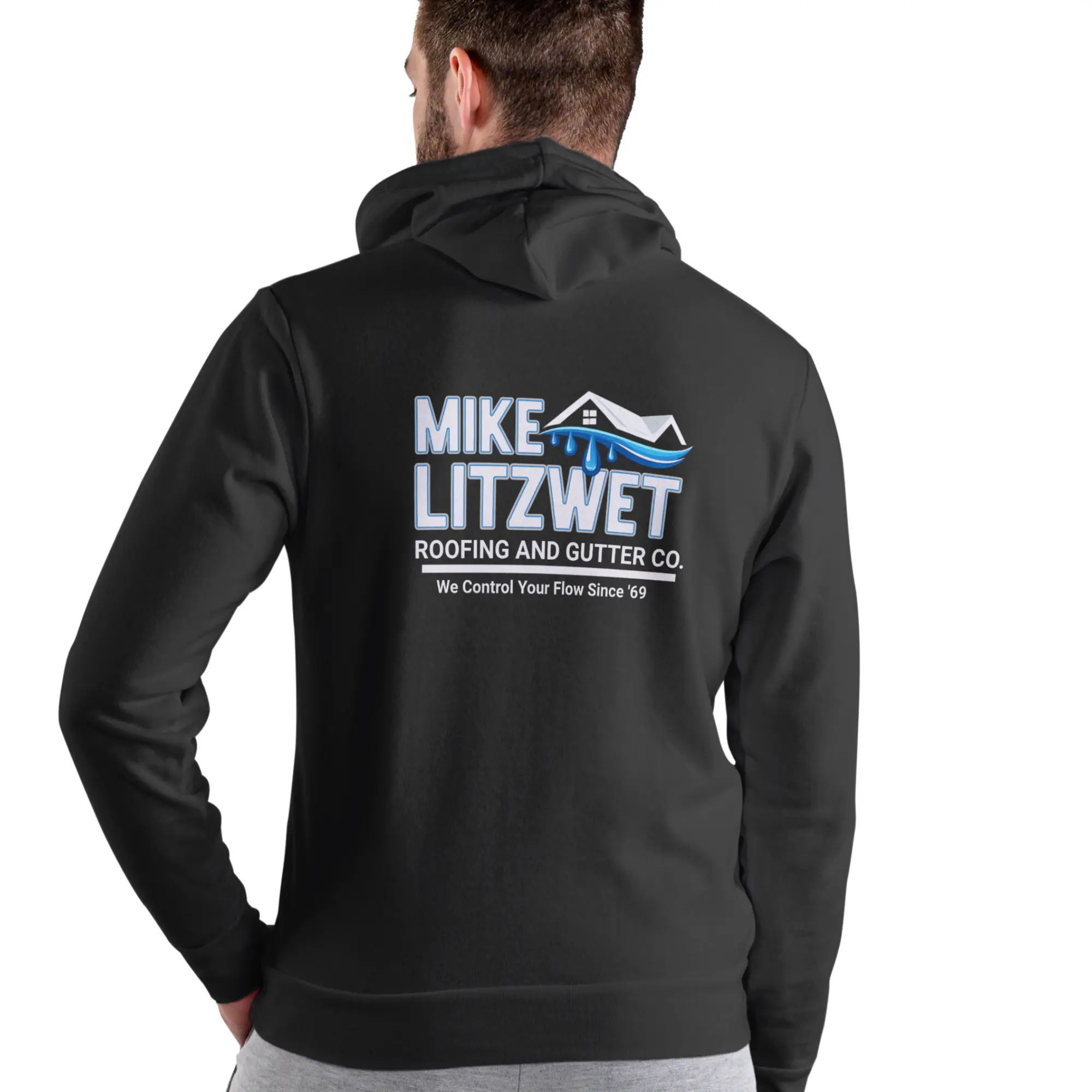 Men's Cotton Blend Long-Sleeve Stylish Sweatshirt - Mike Litzwet Roofing and Gutters Funny Tag, Roofing Print, Loose Cut, All Seasons, Multi-Size, Medium Length Casual Pullover Menswear Top, Sweatshirts