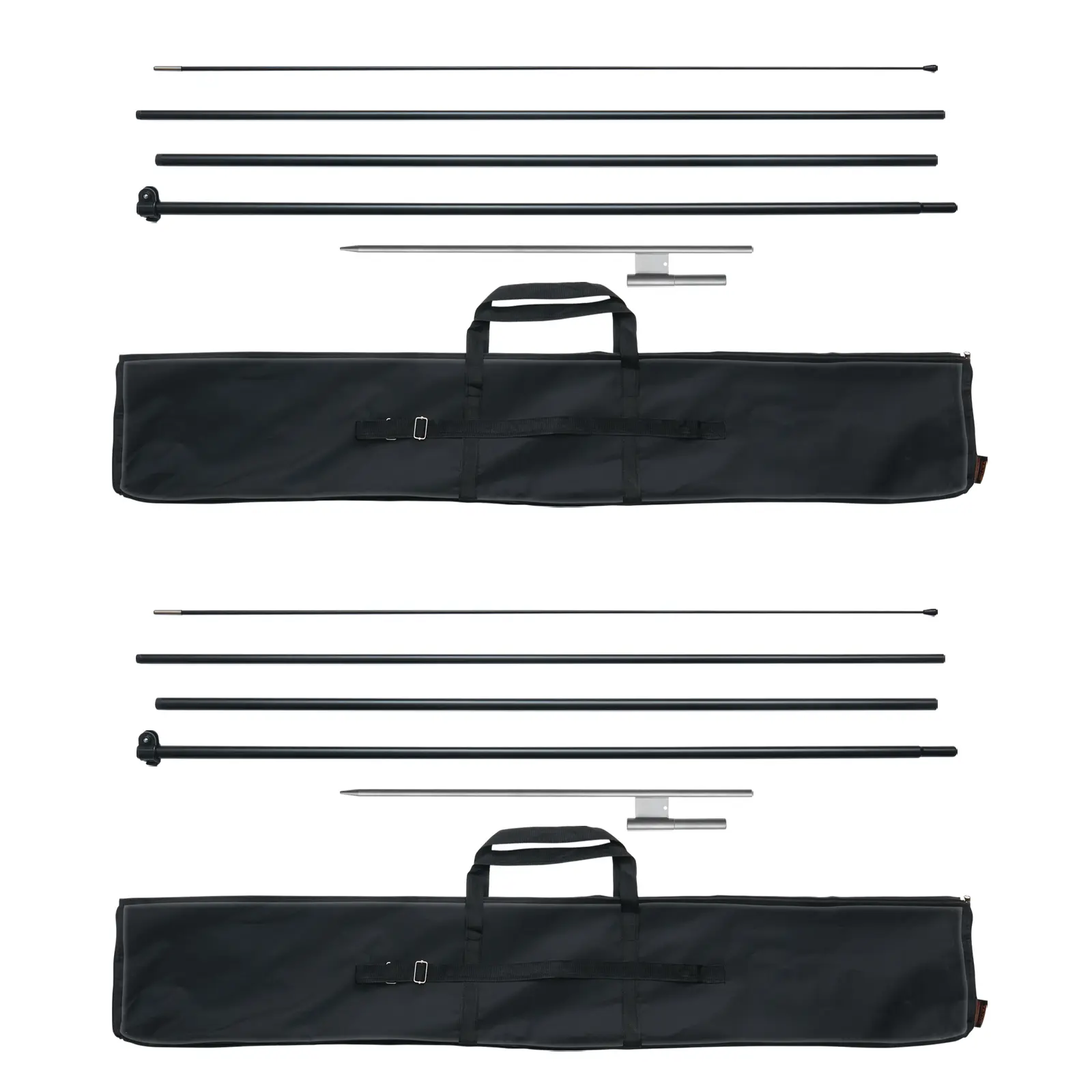 【Summerfinds】VEVOR Feather Flag Pole Kit 2 Packs Swooper Flag Pole 16.3 ftSign Flag Poles for Business Advertising Flags Outdoorwith Ground Stakes and A Carrying Bag (Flag Not Included) Aluminum Banner