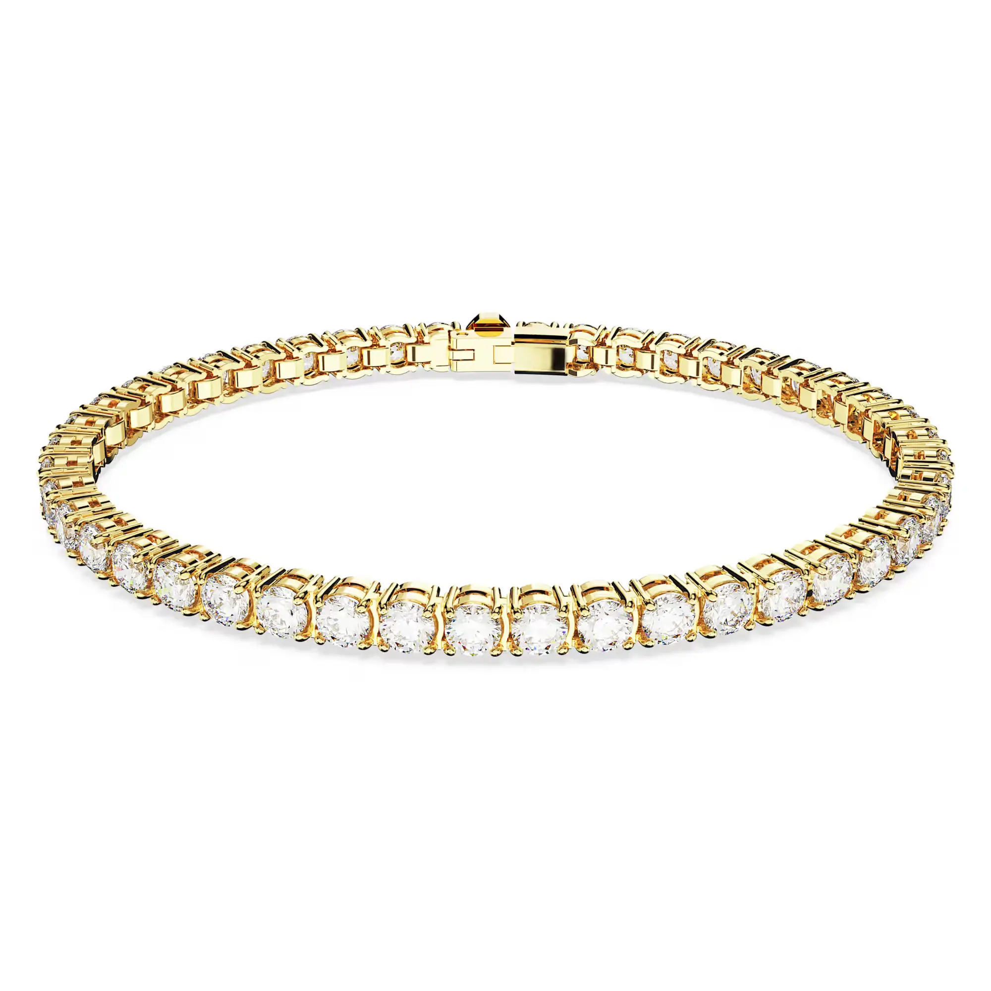 Swarovski Matrix Tennis Bracelet - Round Cut - White - Gold-tone Plated - Large 5657662