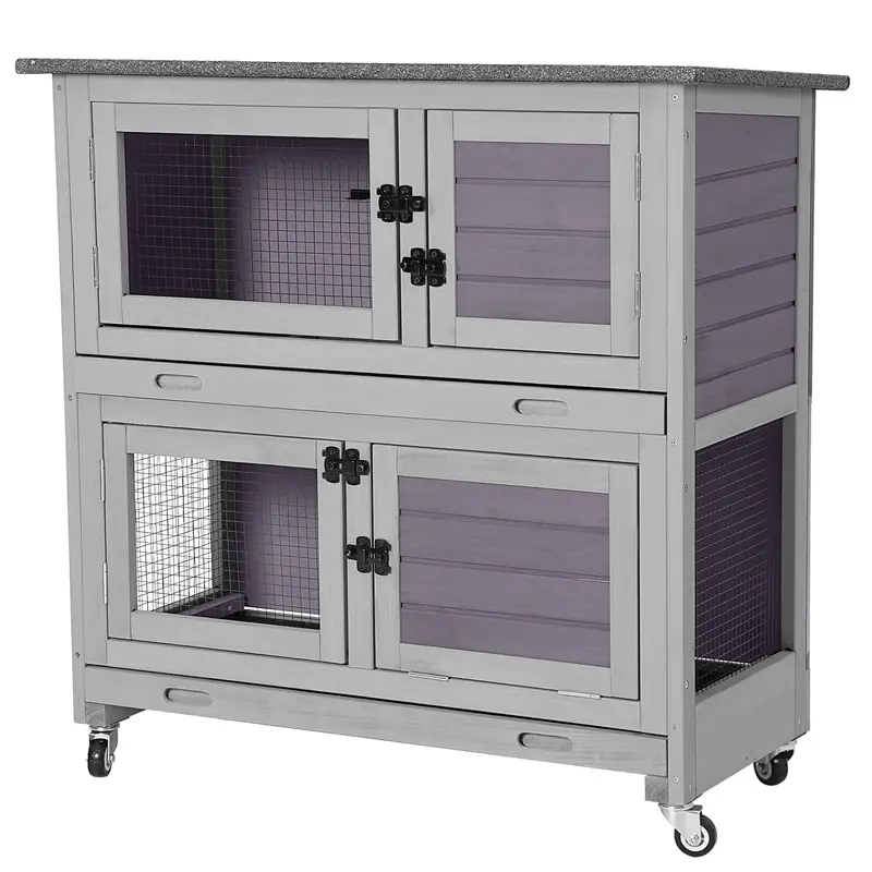 Aivituvin Outdoor Indoor Bunny Hutch With Wheels-AIR77