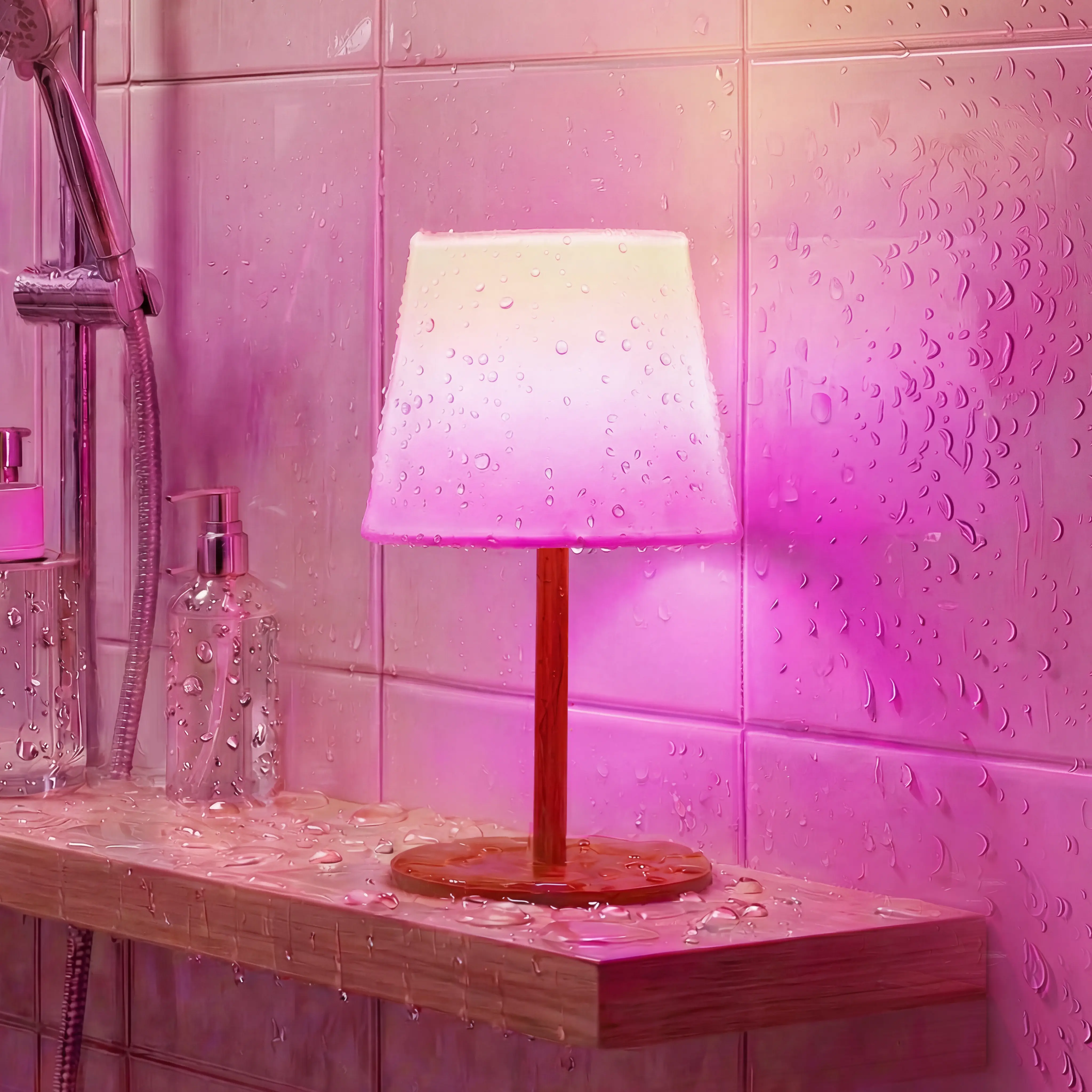 EZVALO Waterproof Shower Lamp with Remote, RGB Color Changing Cordless Shower Light, Rechargeable 4500mAh Touch Table Lamp Mood Lighting for Bathroom, Spa-Like Shower, Bathtub, Bedroom, Patio, Camping, Home Decor, Relaxing Cozy Experience, Halloween Decor