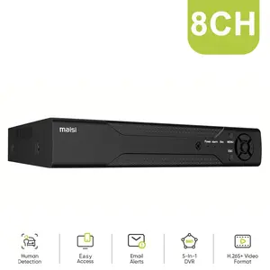 MAISI 5MP Lite H.265+ Security DVR Recorder with AI Human Detection 8CH Hybrid 5-in-1 CCTV DVR for Surveillance Camera Supports 8CH Analog CCTV Video Cameras Remote Access No Hard Drive