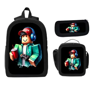 3pcs Roblox Boy backpack leisure large capacity bookbag, nylon material, multiple colors to choose from, suitable for daily commuting outdoor travel backpack, bookbag.