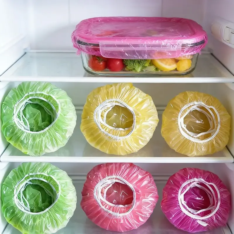 Elastic Plastic Kitchen Food Storage Covers 60/120pcs Reusable Colorful Stretchy Plate Cover Translucent