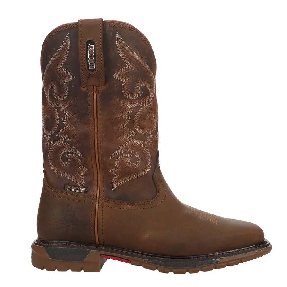 Rocky Womens Original Ride Flx Embroidered Pull On Waterproof Soft Toe  Work/Duty - Brown