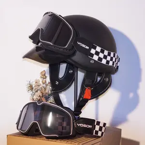 Vintage Electric Motorcycle Motorbike Scooter Helmet Unisex Summer Sun Protection Half Shell Helmet All Seasons, Men Women