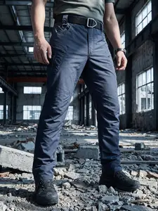 Men's Multifunctional Tactical Work Pants, Durable Non-Elastic Fabric, Zipper Pockets, Suitable for Hiking and Casual Wear, Casual Fitted Pants, Casual Fashion Bottoms