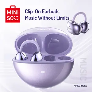 MINISO MS192 Clip-On Earbuds Open Ear Wireless Bluetooth 5.4 Headphones with Mic 48H Play Noise Cancelling Waterproof Sports Ear Buds Comfortable for Ears & Glasses Wearers Workouts Audio Headset