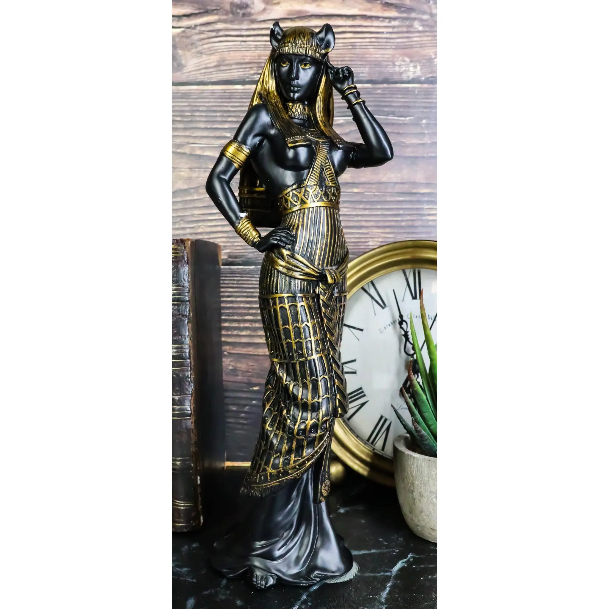 Ebros Gift Resin Egyptian Goddess Bastet Figurine - Sensual Human Form Cat Statue, 10.75"H Home Decor Accent