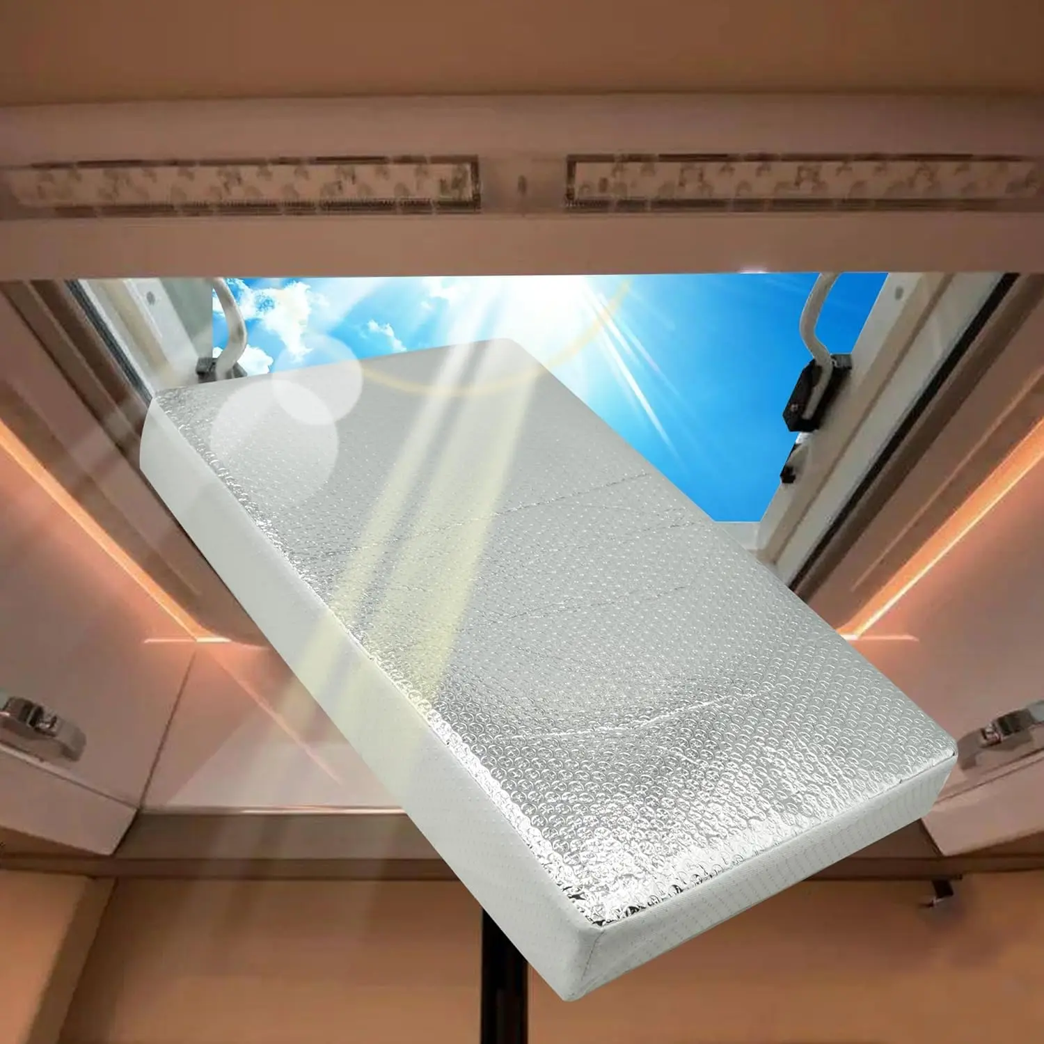 White Multi-Size 22x14x3in RV Vent Insulator - Reflective Thermal Insulating Skylight Cover, Universal Interior Camper Trailer Sunshade for Year-Round Temperature Regulation,car accessories
