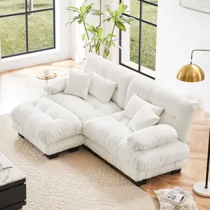 Modular Sectional Sofa Cloud Couch,  L Shaped Couch Modern Deep Seat Sectional Couches for Living Room, Comfy Soft Chenille Loveseat Sofa with 4 Pillows, Small Couches for Small Spaces