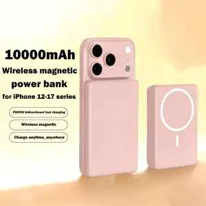 10000mAh Magnetic Wireless Portable Charger 15W Fast Charging PowerBank Battery Phone Adjustable, [Qi-Wireless Required] Magnetic Power Bank 10000mAh for iPhone 12-17 & Wireless-Charging Enabled Android Phones (Magnetic Case Required for Android)