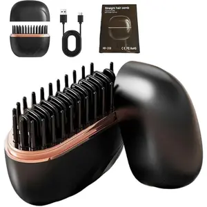 Compact Wireless Heated Straightening Comb with Copper Plates, 1pc USB-Charging Portable Size Hair Styler, Instant Heat Unscented Tool for Smooth Styling, Travel-Essential Mini Thermal Brush,summervibes