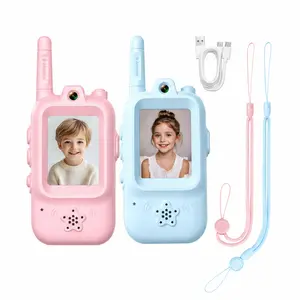 Children's Rechargeable Walkie Talkie 2-Piece Set, Handheld with Voice Changing Function & Remote, Outdoor Toys for 3-12 Year Olds for Camping, Christmas/Birthday Gifts