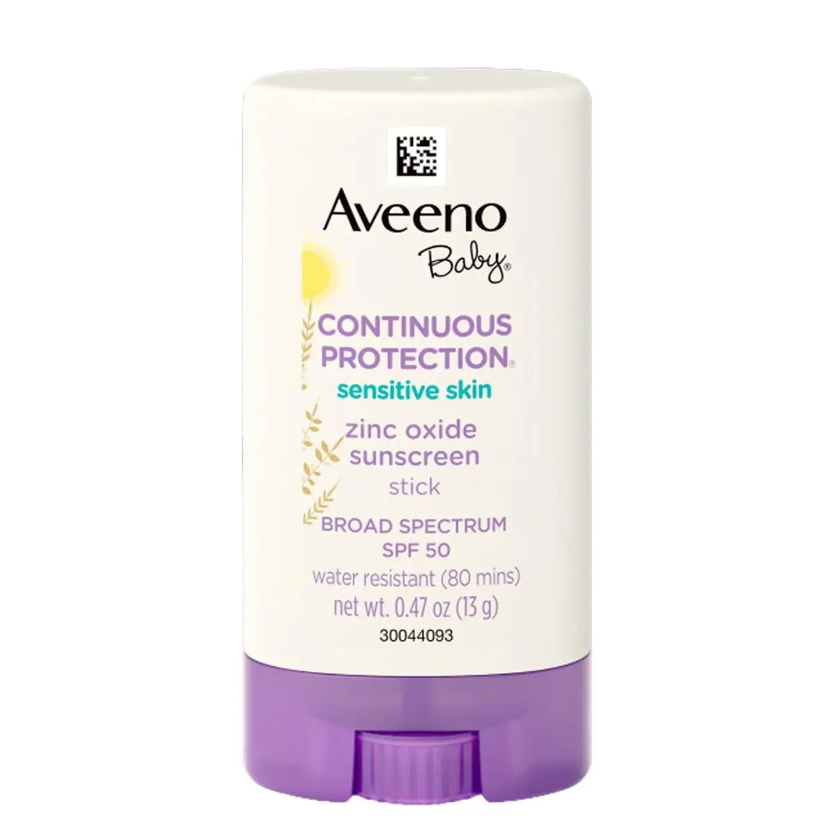 Aveeno Baby Continuous Protection Mineral Sunscreen Stick - Sensitive Skin, Broad Spectrum SPF 50, Face & Body Use, 100% Naturally Sourced Zinc Oxide, Travel Size, 0.47 oz