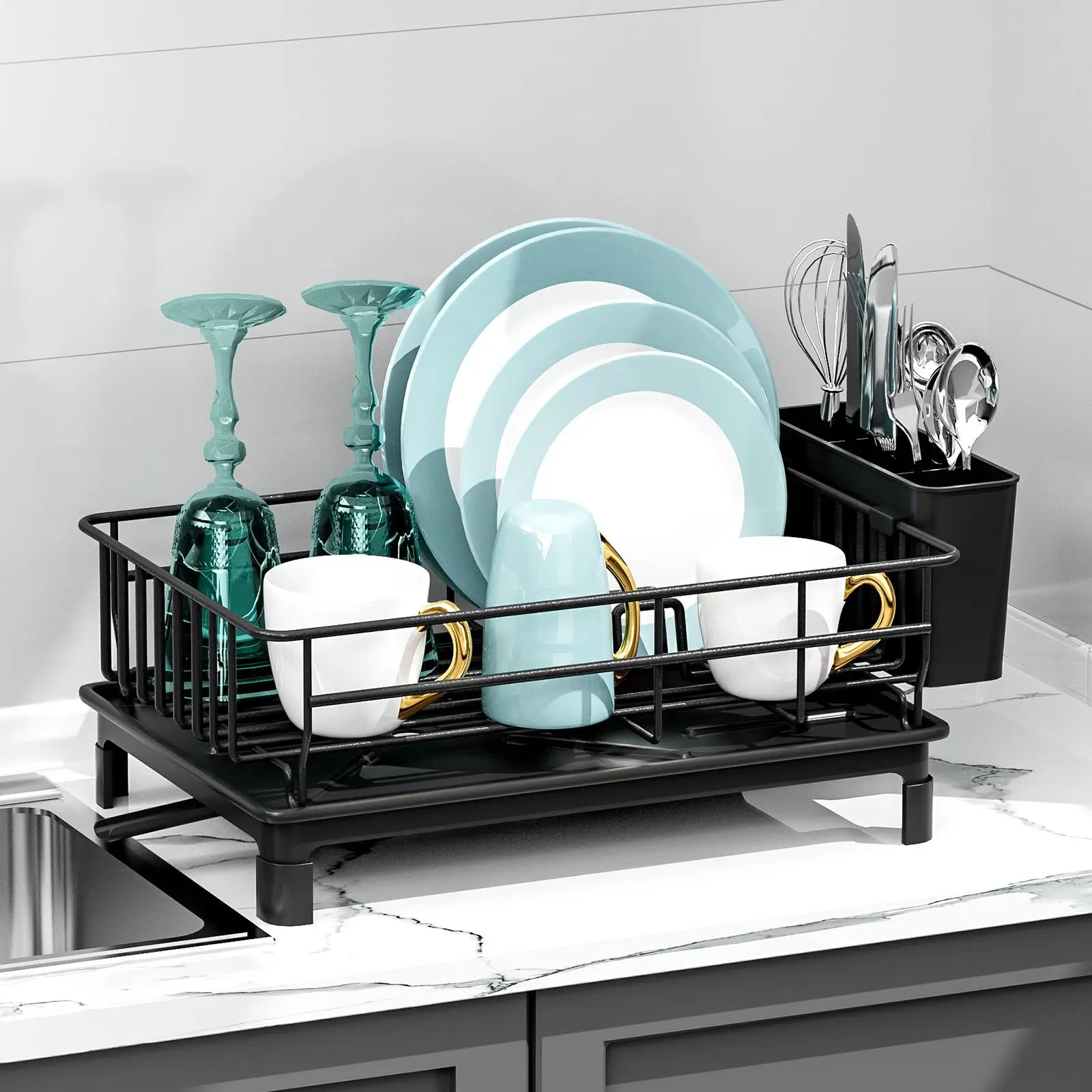 Multifunctional Dish Drying Rack for Tableware, 1 Count Kitchen Countertop Large Capacity Multi-purpose Dish Drain Rack, Dish Organizer for Daily Use,